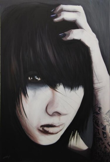 Peinture intitulée "gothic girl" par Frédéric Leleu, Œuvre d'art originale