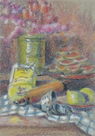 Schilderij getiteld "Hearts and Flours" door Gloria Nilsson, Origineel Kunstwerk, Olie