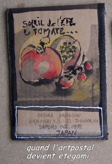Sculpture intitulée "etegami.... tomate,…" par Anne-Frédérique Ferret, Œuvre d'art originale