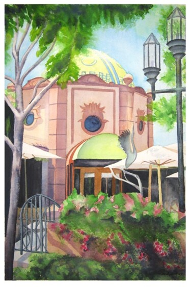 Painting titled ""The Plaza" Kansas…" by Nathaniel Whynott, Original Artwork, Gouache