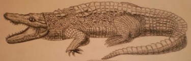 Dessin intitulée "Crocodile" par Josette Bourgeois, Œuvre d'art originale