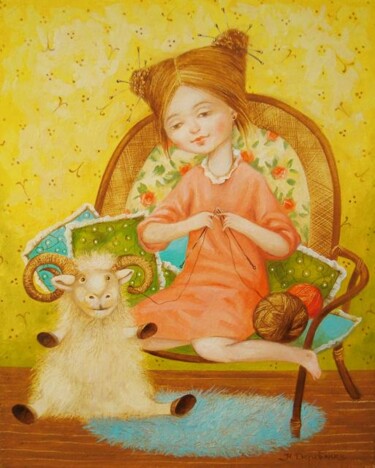 Peinture intitulée "Ariete - Овен или м…" par Natalia Derevianko, Œuvre d'art originale, Huile