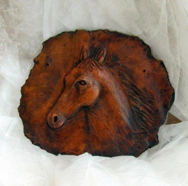 Sculpture intitulée "Relief Tête Cheval" par Marian Cobos, Œuvre d'art originale