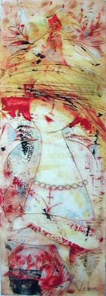 Peinture intitulée "Apple basket" par Oksana Veber, Œuvre d'art originale, Huile Monté sur Carton