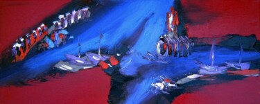 Peinture intitulée "Le chenal" par Muriel Cayet, Œuvre d'art originale, Huile