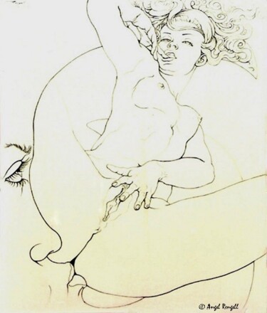 EXTASE ET LA LUNE II - Not For Sale - £5,261.16 图画 标题为“EXTASE ET LA LUNE…” 由Angel Rengell, 原创艺术品, 丙烯