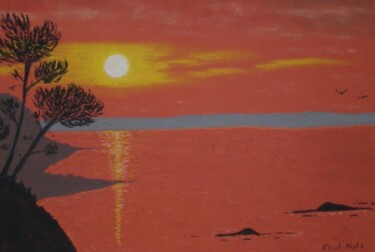 Dessin intitulée "Reflets du soir" par Nyls  Eliot, Œuvre d'art originale