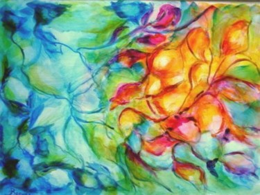 Painting titled "L'oiseau siffleur" by Bosyni, Original Artwork, Acrylic Mounted on Wood Stretcher frame