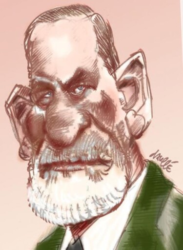 Painting titled "Sigmund Freud" by Bertrand Daullé, Original Artwork, Other