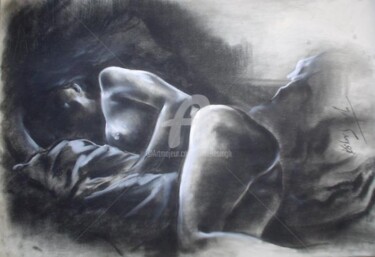 Painting titled "Nude_Pose17" by Kishore Singh, Original Artwork, Oil