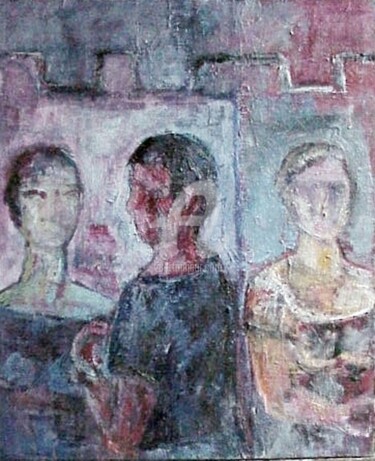 Pittura intitolato "giovani amici" da Bruno, Opera d'arte originale, Olio