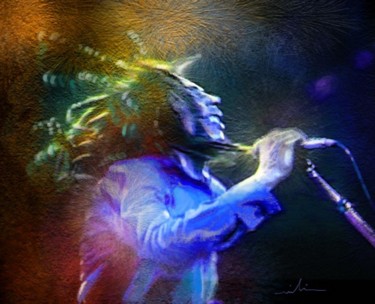 Ζωγραφική με τίτλο "Bob Marley 01" από Miki De Goodaboom, Αυθεντικά έργα τέχνης, Λάδι