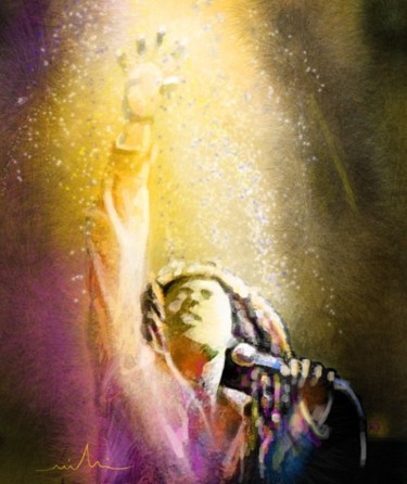 Ζωγραφική με τίτλο "Bob Marley 03" από Miki De Goodaboom, Αυθεντικά έργα τέχνης, Λάδι