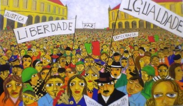 Pintura intitulada "25 de abril" por Mário Fresco, Obras de arte originais, Óleo