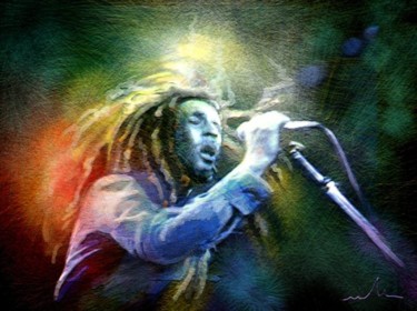 Ζωγραφική με τίτλο "Bob Marley 05" από Miki De Goodaboom, Αυθεντικά έργα τέχνης, Λάδι