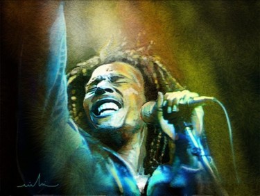 Ζωγραφική με τίτλο "Bob Marley 06" από Miki De Goodaboom, Αυθεντικά έργα τέχνης, Λάδι