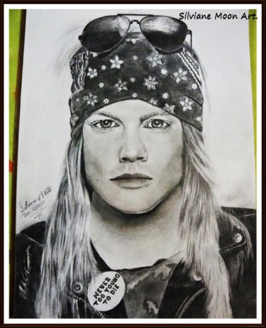 Desenho intitulada "Axl Rose" por Silviane Moon, Obras de arte originais