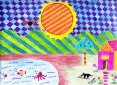 Desenho intitulada "Dia Ensolarado!" por Silviane Moon, Obras de arte originais