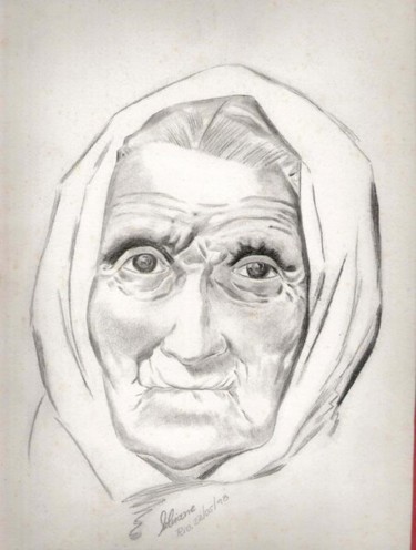 Desenho intitulada "Velha" por Silviane Moon, Obras de arte originais, Grafite