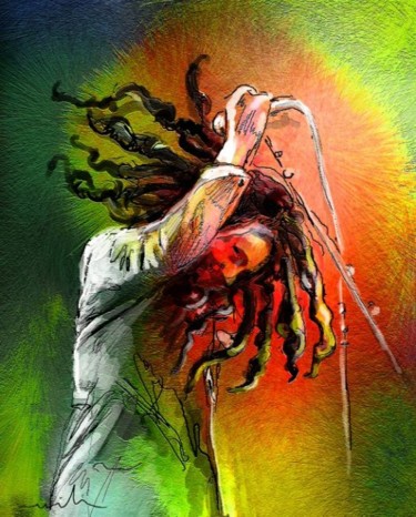 Ζωγραφική με τίτλο "Bob Marley 07" από Miki De Goodaboom, Αυθεντικά έργα τέχνης, Λάδι