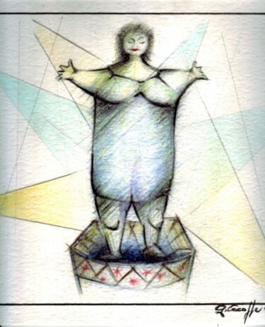 Disegno intitolato "La donna cannone" da Geremia Cocozza, Opera d'arte originale, Altro