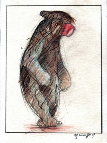 Disegno intitolato "L'orso" da Geremia Cocozza, Opera d'arte originale, Altro
