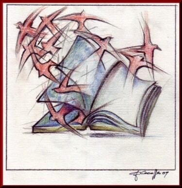 Disegno intitolato "Il libro dei sogni" da Geremia Cocozza, Opera d'arte originale