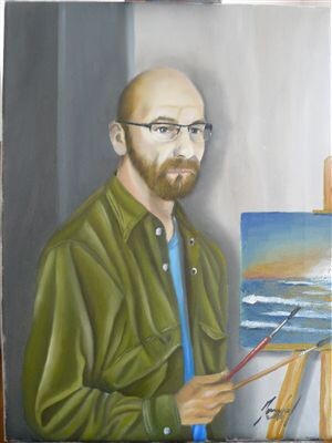 Peinture intitulée "autoportrait" par David Marchal, Œuvre d'art originale, Huile