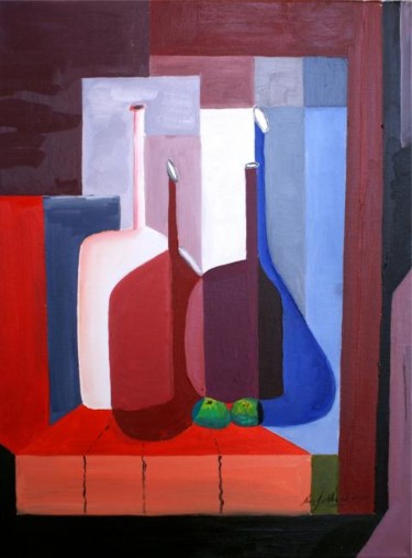 Peinture intitulée "Vases aux pommes" par Jean-Louis Gaillard, Œuvre d'art originale, Huile Monté sur Châssis en bois