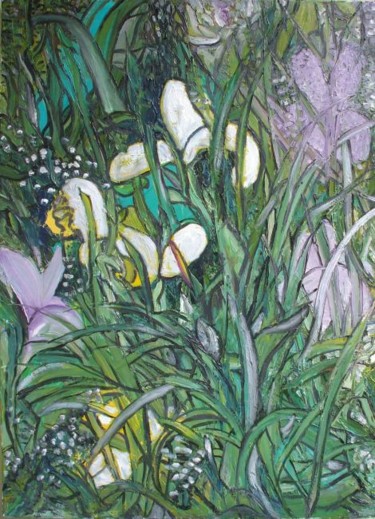 Painting titled "Irises, Lily of the…" by Animesh Roy, Original Artwork, Oil
