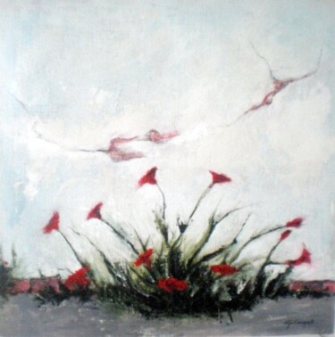 Pittura intitolato "fiori da muro" da Geremia Cocozza, Opera d'arte originale, Olio