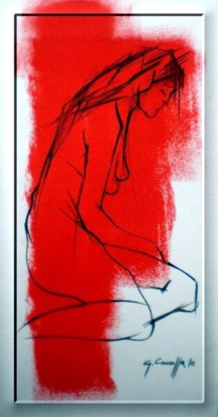 Pittura intitolato "rosso di sera 1" da Geremia Cocozza, Opera d'arte originale