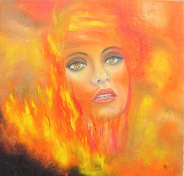 Peinture intitulée "Flammes" par Alix, Œuvre d'art originale, Huile