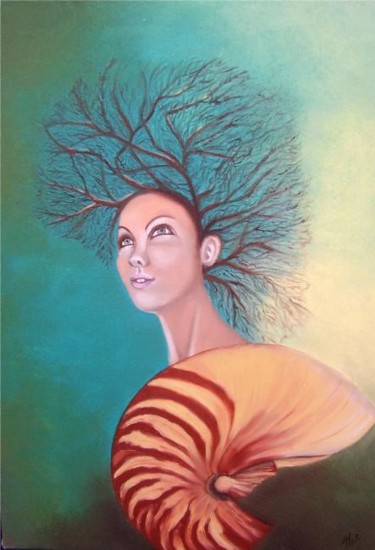 Peinture intitulée "L'eau" par Alix, Œuvre d'art originale, Huile
