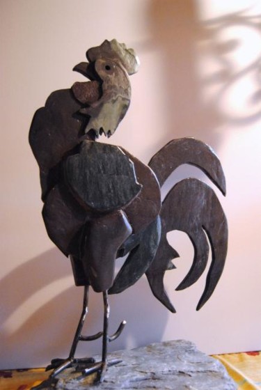 Sculpture intitulée "Coq d'Ardenne" par Alix, Œuvre d'art originale, Pierre