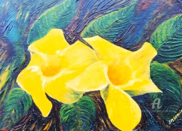 Peinture intitulée "FLEURS JAUNES DU GA…" par Jean-Michel Liewig, Œuvre d'art originale, Huile