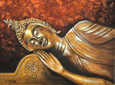 Peinture intitulée "Boudha couché" par Yves Conte, Œuvre d'art originale