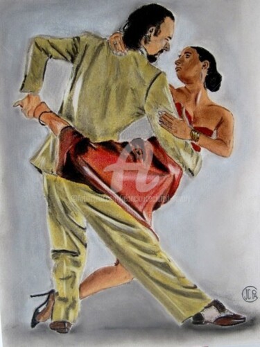 Dessin intitulée "SALSA CHAUDE" par Jc C-S ' Art, Œuvre d'art originale, Pastel Monté sur Verre