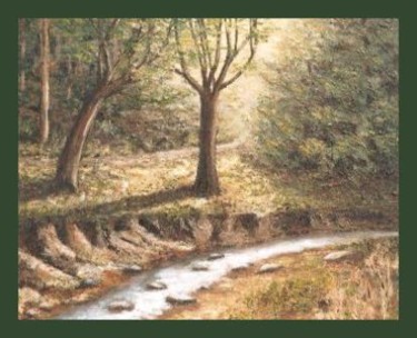 Painting titled "Ruisseau  (Lincé)" by Lou Streel, Original Artwork, Oil