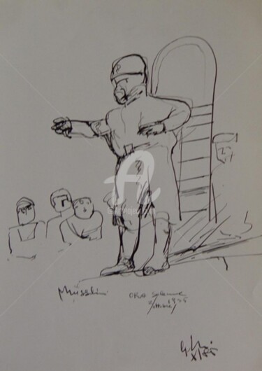 Disegno intitolato "comizio" da Bruno, Opera d'arte originale, Inchiostro