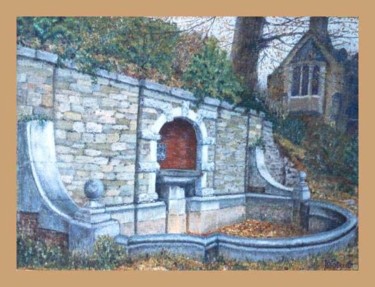 Peinture intitulée "Fontaine endormie…" par Lou Streel, Œuvre d'art originale, Huile