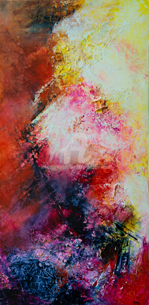 Painting titled "Comètes" by Françoise Dugourd-Caput, Original Artwork, Oil Mounted on Wood Stretcher frame