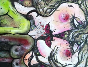 Peinture intitulée "Ta Lune." par Emilie Teillaud, Œuvre d'art originale