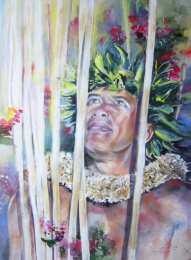Malerei mit dem Titel "Polynesian Maori Wa…" von Miki De Goodaboom, Original-Kunstwerk, Öl