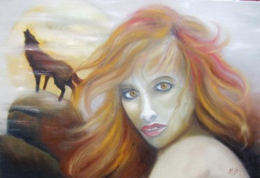 Peinture intitulée "Nuit de pleine lune" par Alix, Œuvre d'art originale, Huile