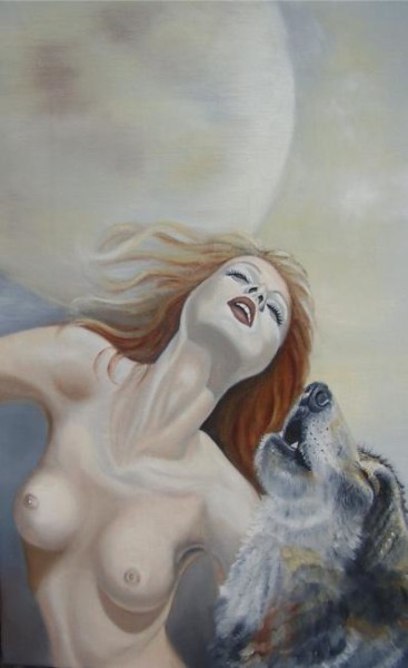 Peinture intitulée "Full moon" par Alix, Œuvre d'art originale, Huile