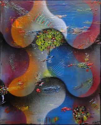 Peinture intitulée "Courbes Printannière" par Joel Jambou, Œuvre d'art originale, Huile