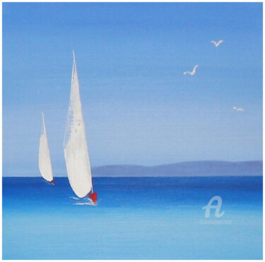Peinture intitulée "Voiles blanches" par Dany Baumberger, Œuvre d'art originale, Huile