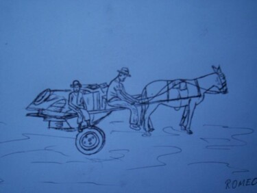 Desenho intitulada "CARRETEIRO DE RECIC…" por Romeo Zanchett, Obras de arte originais