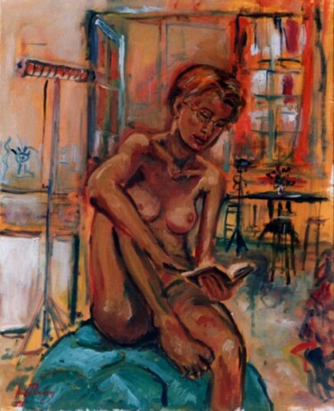 제목이 "LA LECTRICE NUE DU…"인 미술작품 Louis Runemberg로, 원작, 기름